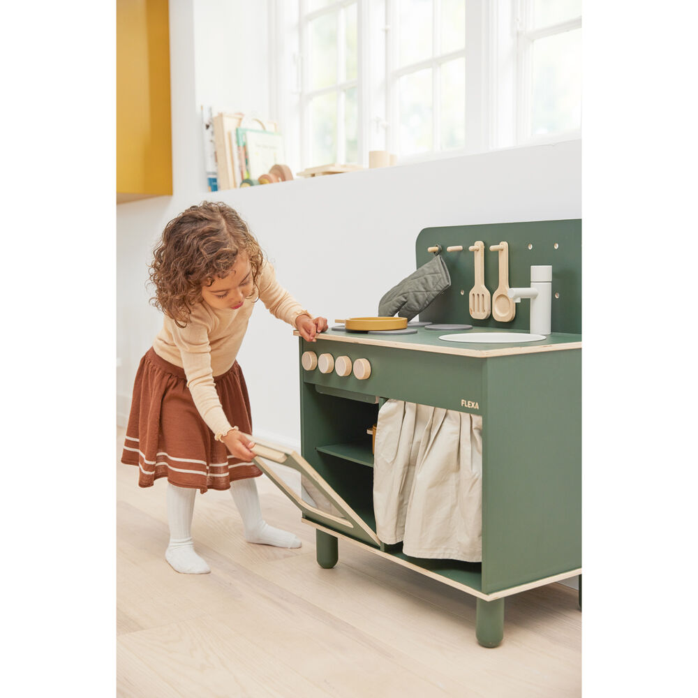 Flexa The Kitchen Wooden for Kids/Toddler Deep Green 3y+