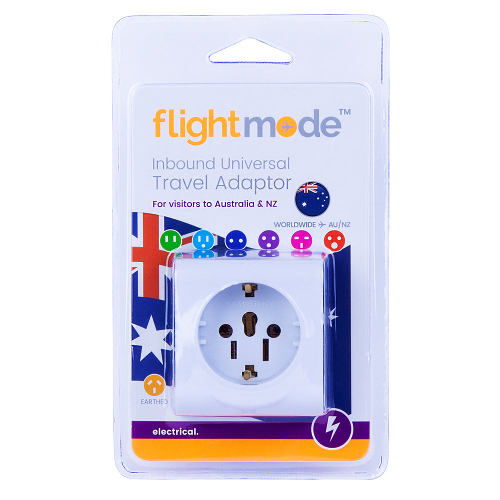 2PK Flightmode Inbound Australian/New Zealand Travel Adapter Large - White