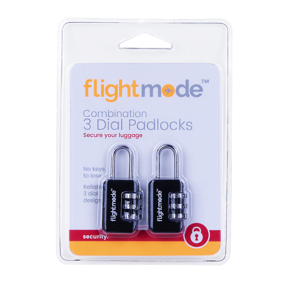 3x 2pk Flightmode 10mm Combination Padlock Luggage Lock - Black