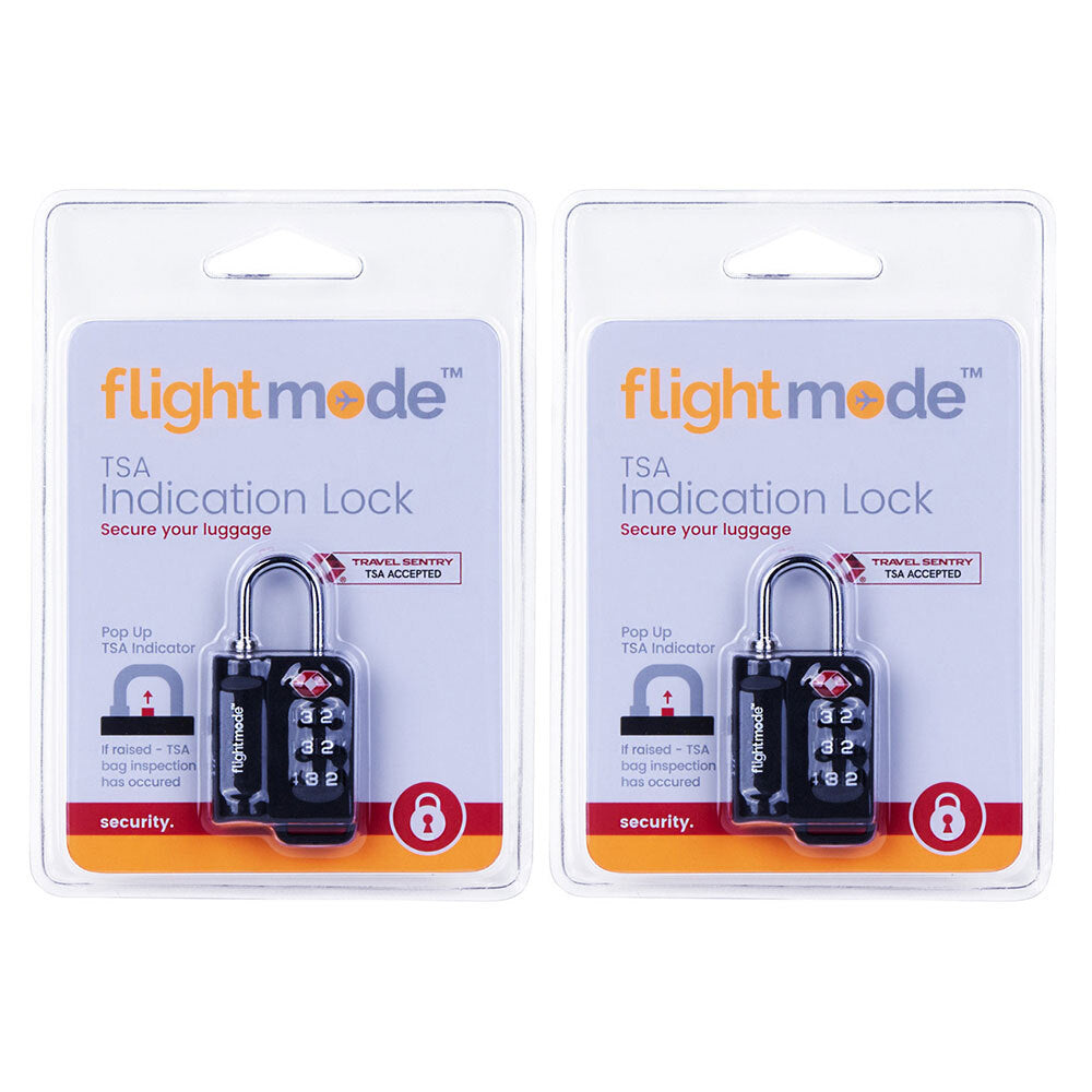 2PK Flightmode TSA Pop Up Indication Padlock Security Lock - Black