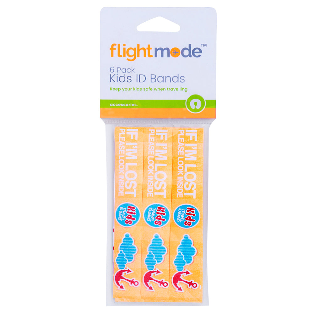 4x 6pk Flightmode Waterproof Safety Travel Infoband Kids Id Bands