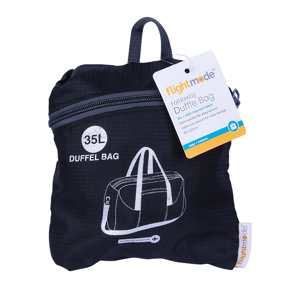 Flightmode Foldable 35L 420d Polyester Fabric Outdoor Sports Duffel Bag Black
