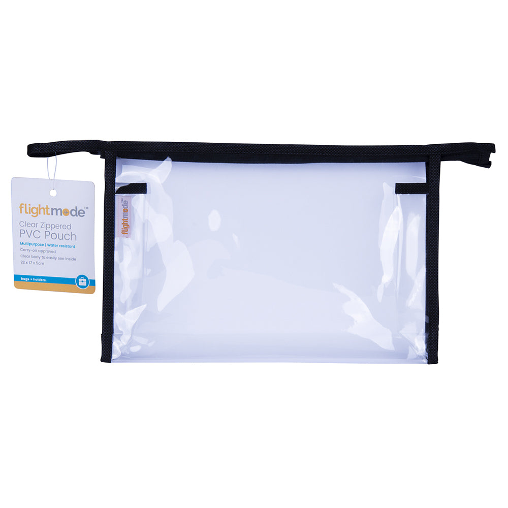 3PK Flightmode Zippered PVC 22x17cm Carry On Approved Pouch - Clear