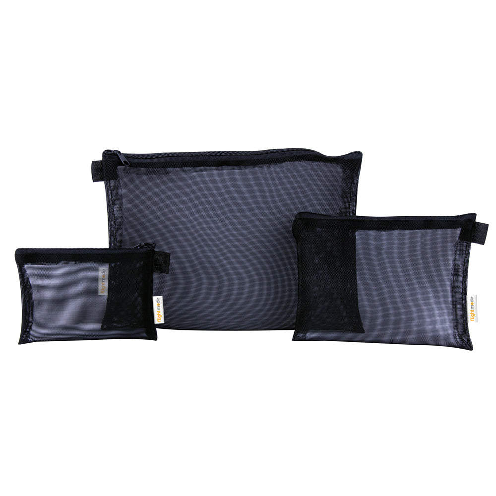 3x 3pk Flightmode 12.5cm/18 cm/25cm Eyelet Fabric Travel Mesh Bag Set - Blue