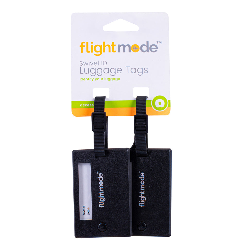 4x 2pc Flightmode 8.5cm Swivel Durable Luggage Id Tags - Black/Silver