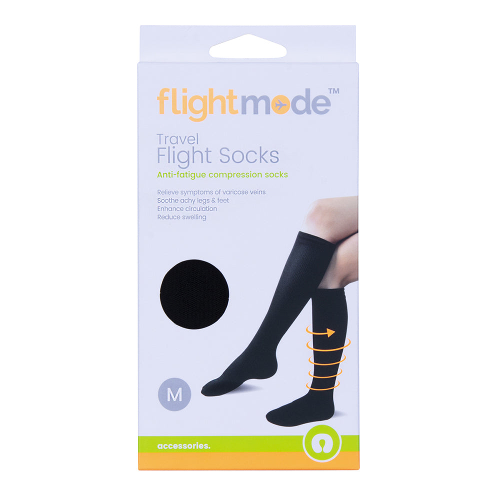 4x Flightmode Unisex 10-12.5cm Anti-Swelling Flight Socks M BLK