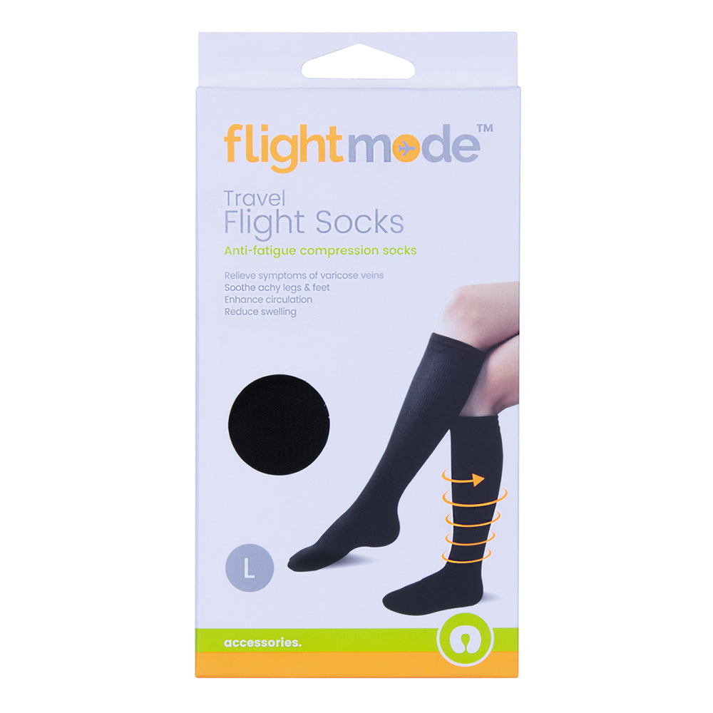 4x Flightmode Unisex 10-12.5cm Anti-Swelling Flight Socks L BLK