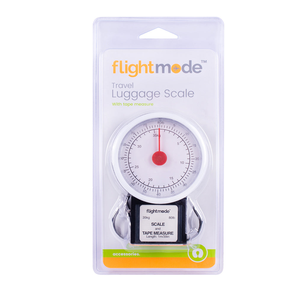 2PK Flightmode Luggage Scale upto 35kg/80lb w/1m Retractable Measuring Tape - White