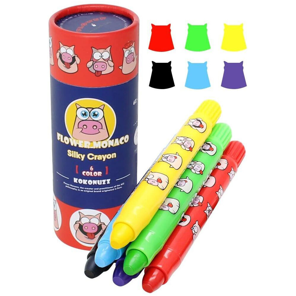 2x 6pc Flower Monaco Silky Crayons Coloring Fun Art & Craft Kids/Children - 3y+