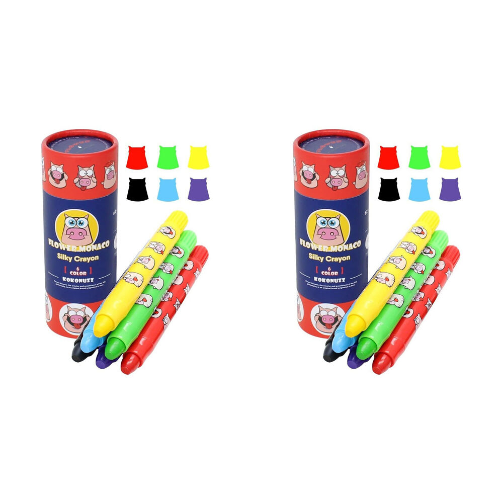 2x 6pc Flower Monaco Silky Crayons Coloring Fun Art & Craft Kids/Children - 3y+