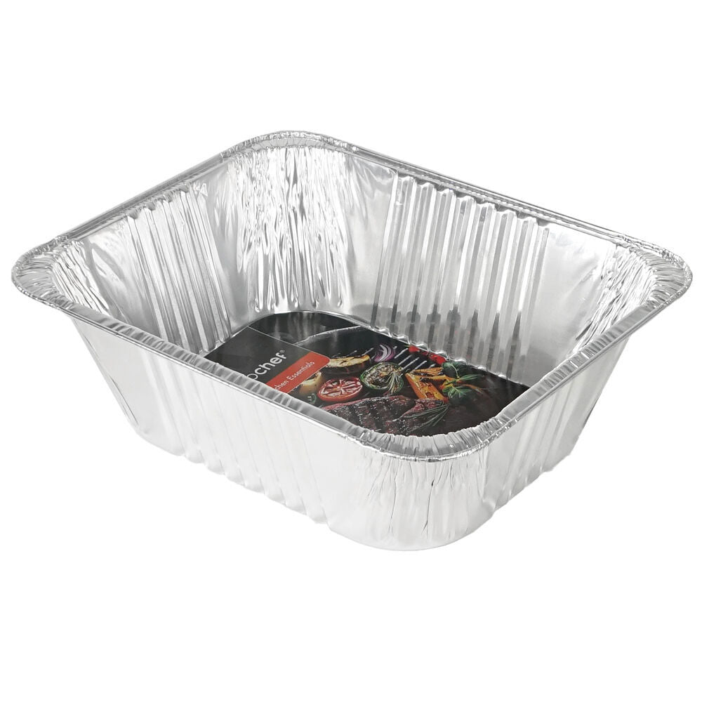 24PK Topchef Large Rectangle Deep Aluminium Foil BBQ Tray 32x26cm