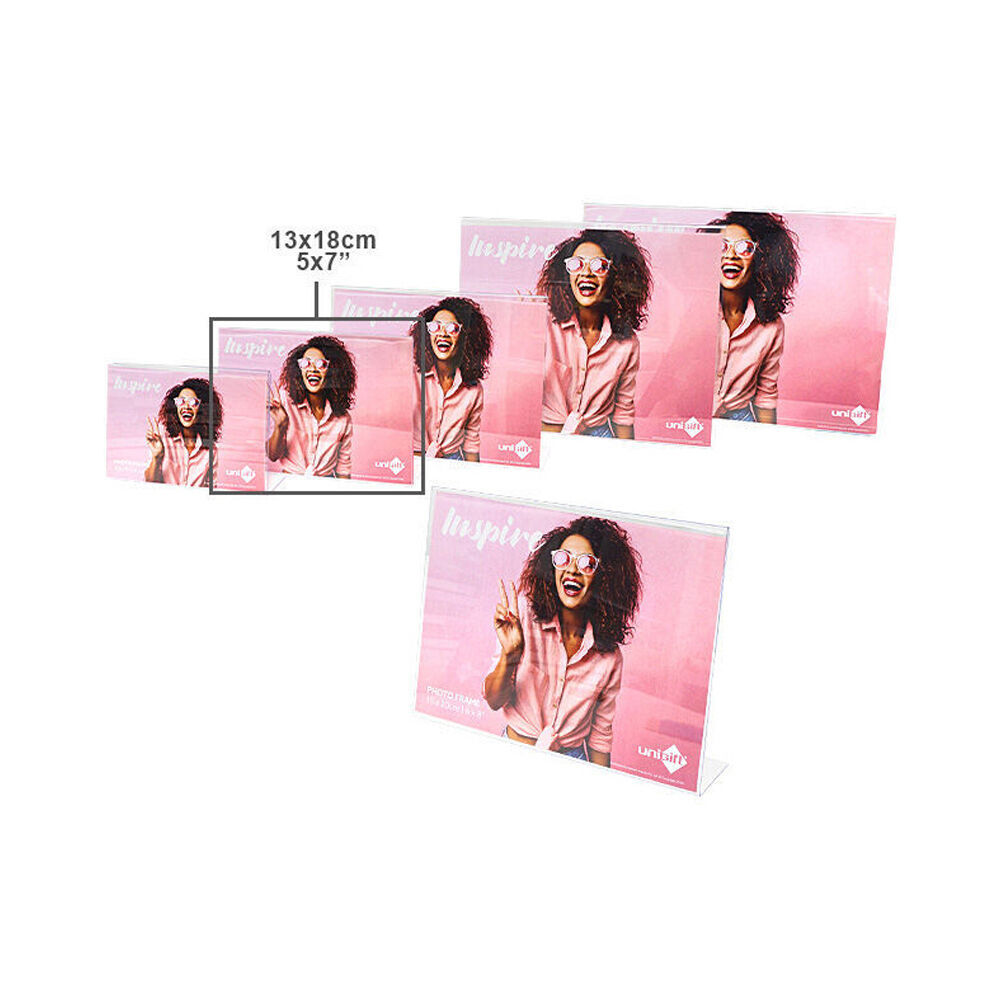 12PK Unigift Inspire Horizontal Standing Picture Photo Frame 13x18cm Clear
