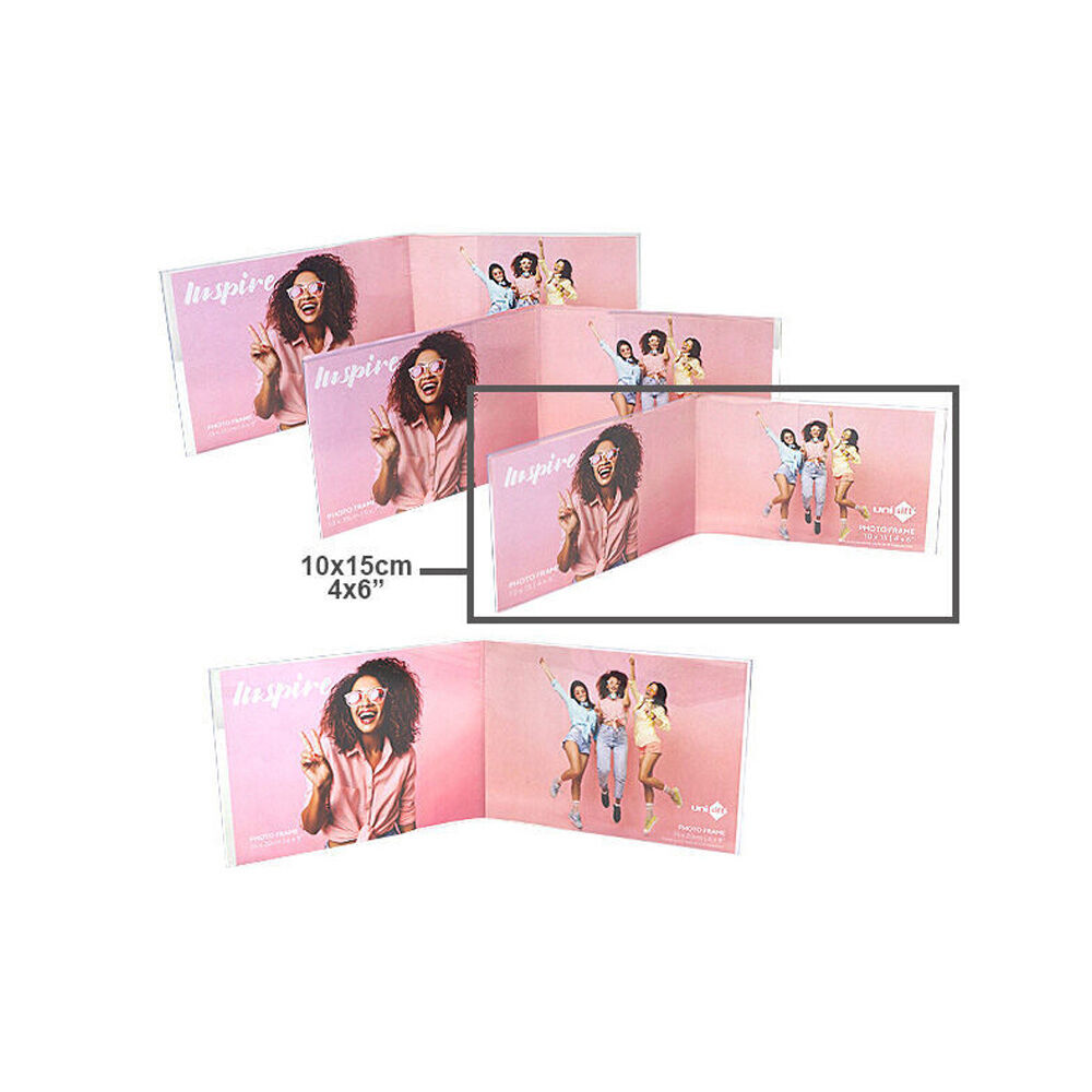 12PK Unigift Inspire Horizontal Double Picture Photo Frame 10x15cm Clear