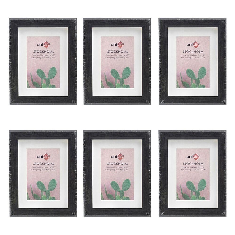 6PK Unigift Stockholm Wooden/Glass Picture Photo Frame 6x8in 15x20cm Brown