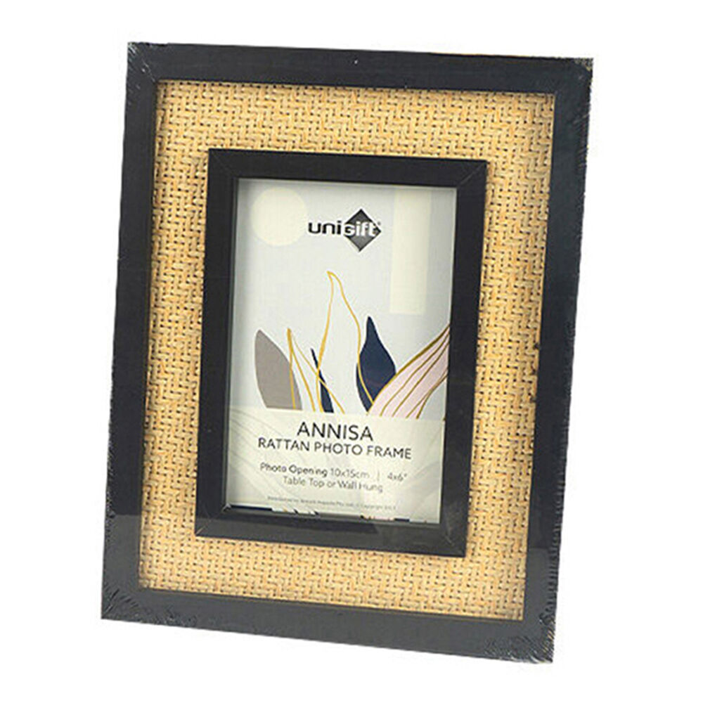 12PK Unigift Annisa Rattan Wooden Picture Photo Frame 10x15cm Black&Natural