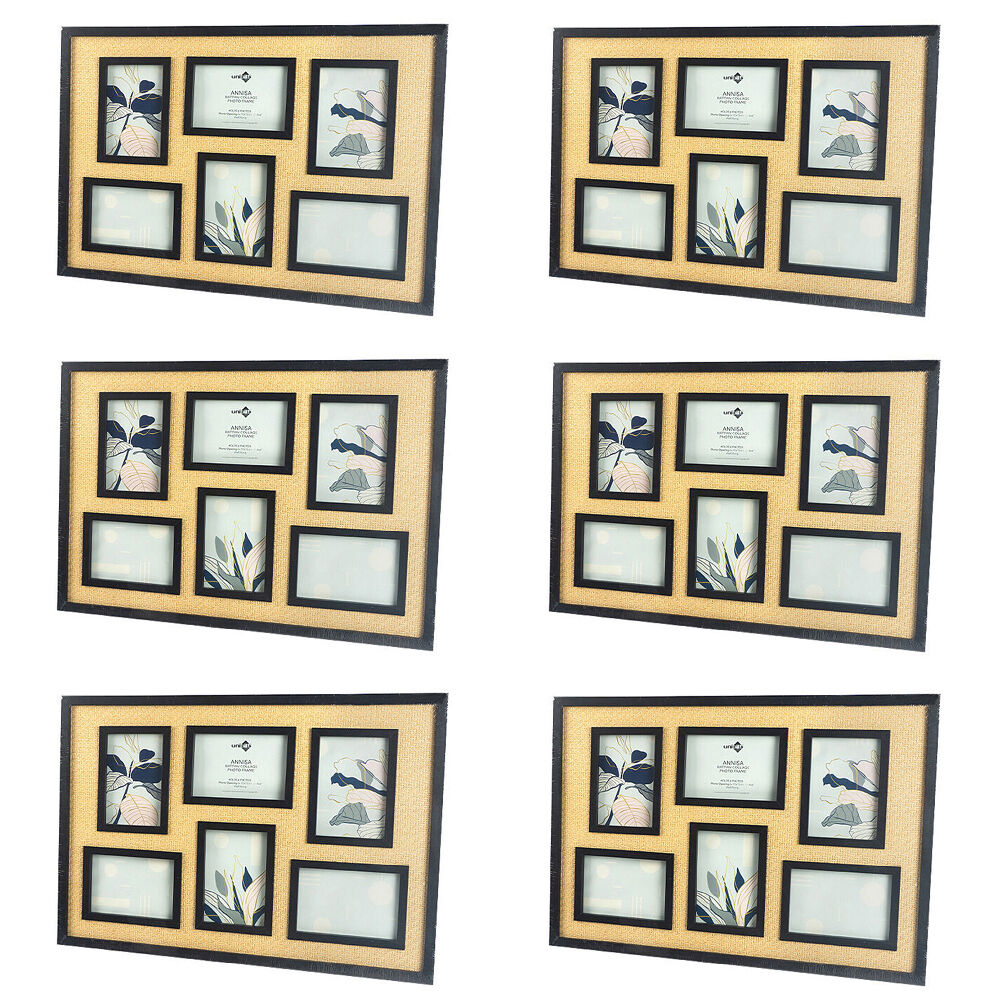 6PK Unigift Annisa Rattan Wooden Picture Photo Frame 10x15cm Black&Natural