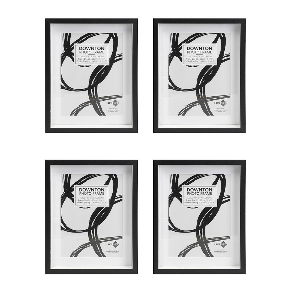 4PK Unigift Downton 20x25cm MDF/Glass Matt Picture Frame - Black