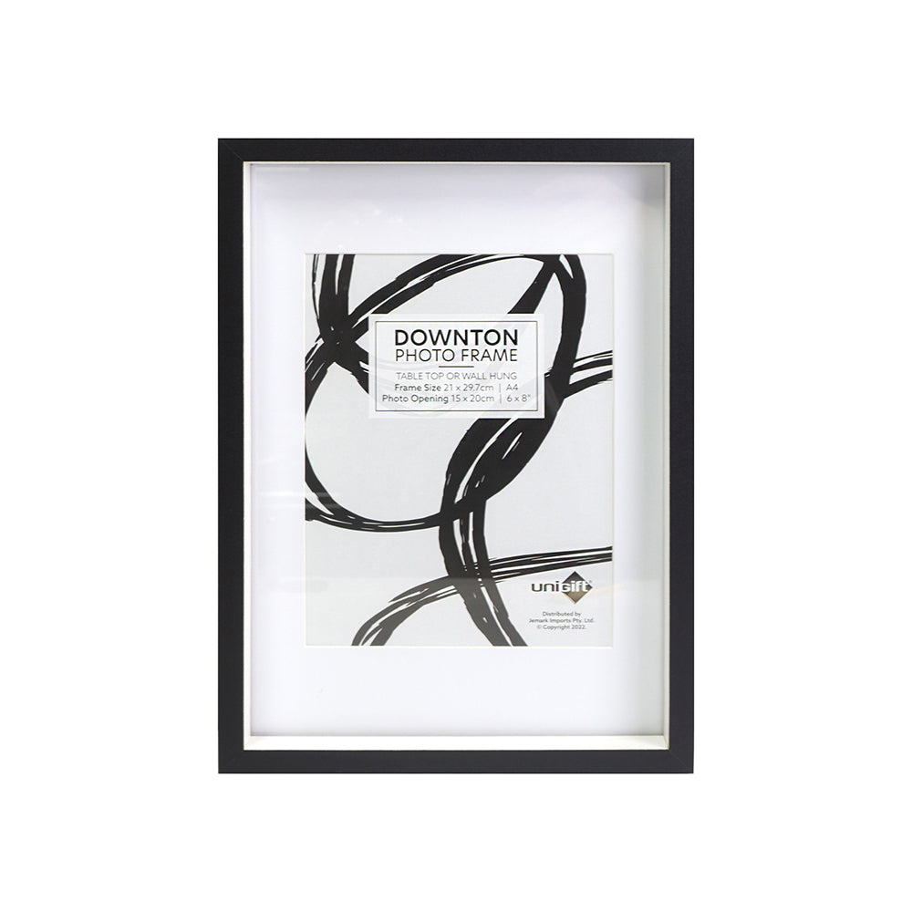4PK Unigift Downton 21x29cm MDF/Glass Matt A4 Picture Frame - Black