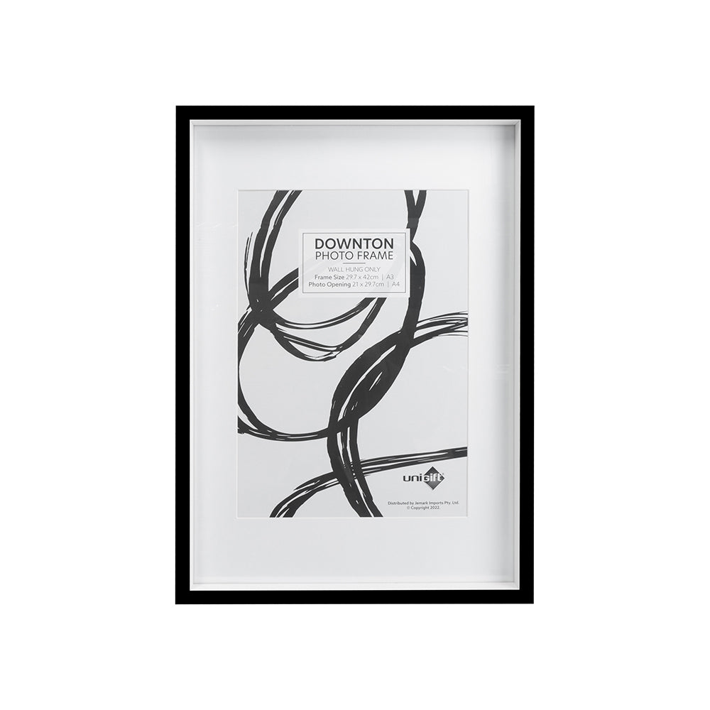 2PK Unigift Downton 29.7x42cm MDF/Glass Matt A3 Picture Frame - Black