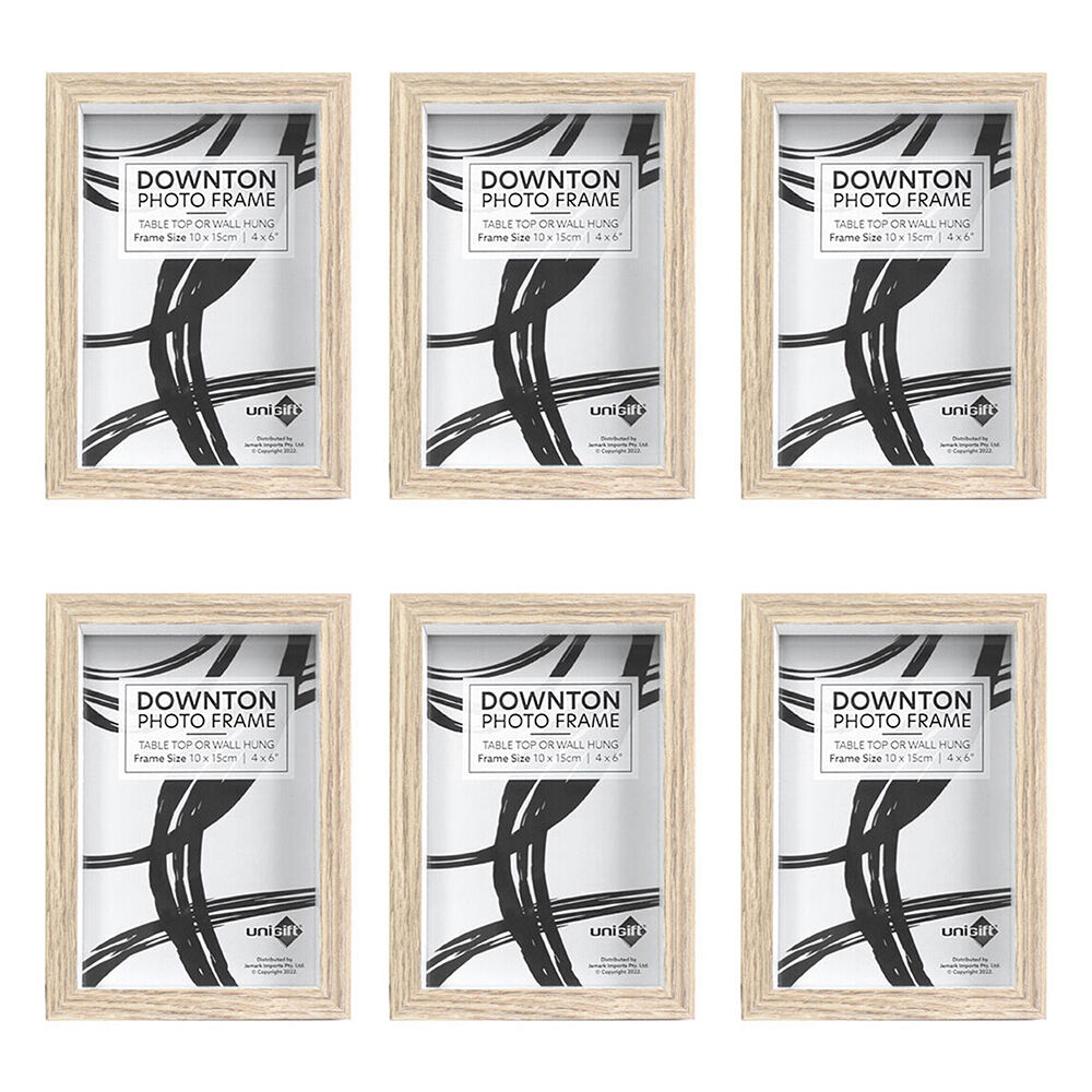 6PK Unigift Downton Matt Wooden/Glass Picture Photo Frame 10x15cm Natural