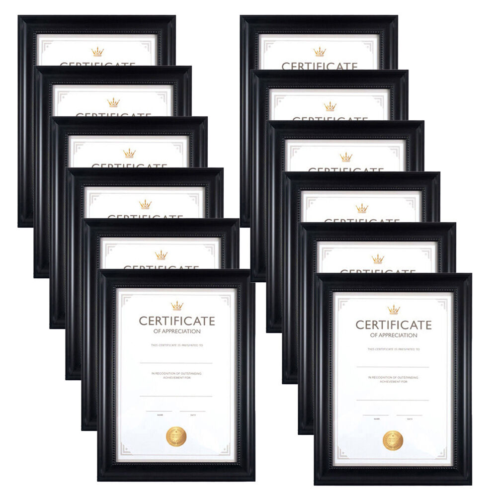 12PK Unigift Juliet Certificate Raised Dots Border Picture Photo Frame A4 Black