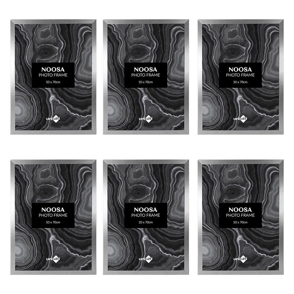 6PK Unigift Wooden Noosa Glass Picture Photo Frame 50x70cm Silver Pearl