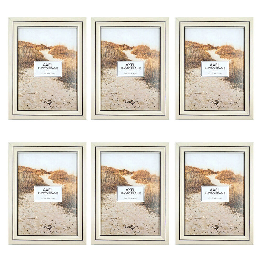 6PK Unigift Axel Glass Home Decor Picture Photo Frame 15x20cm Ivory/Black