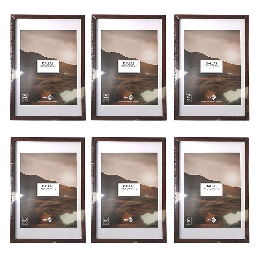 6PK Unigift Dallas Matboard Picture Photo Frame 10x15/7x12cm Assorted