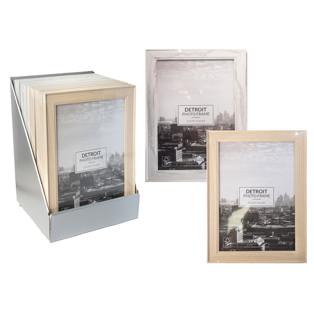 4PK Unigift A4 Detroit Photo Picture Frame Home Decor Assorted