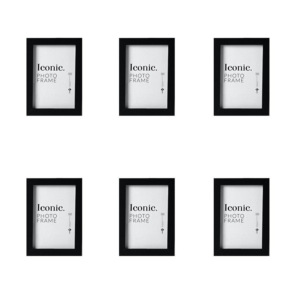 6PK Unigift 10x15cm Iconic MDF Glass Photo Frame - Black