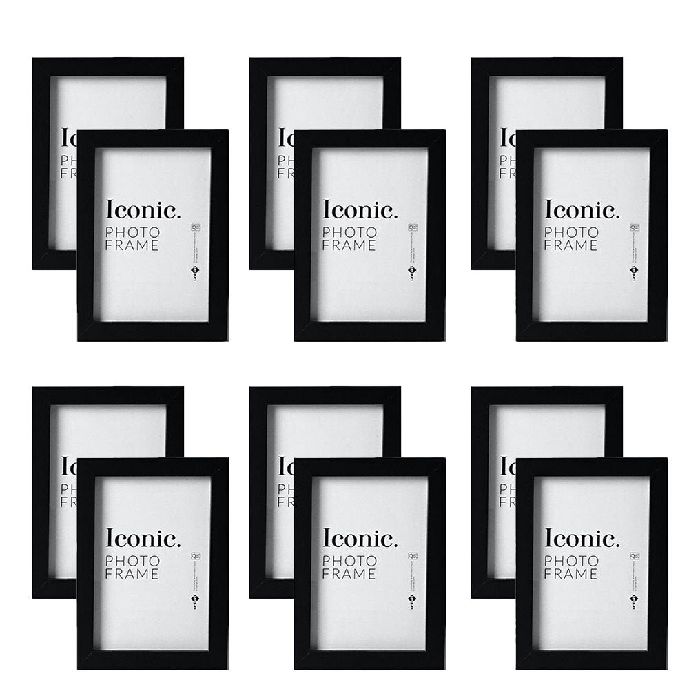 12PK Unigift 15x20cm Iconic MDF Glass Photo Frame - Black