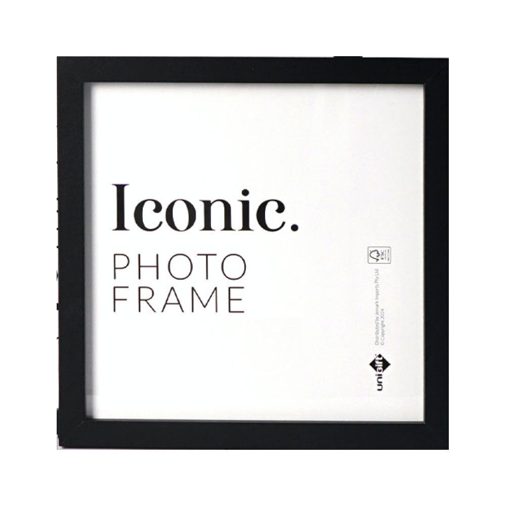 12PK Unigift 20x20cm Iconic MDF Glass Photo Frame - Black