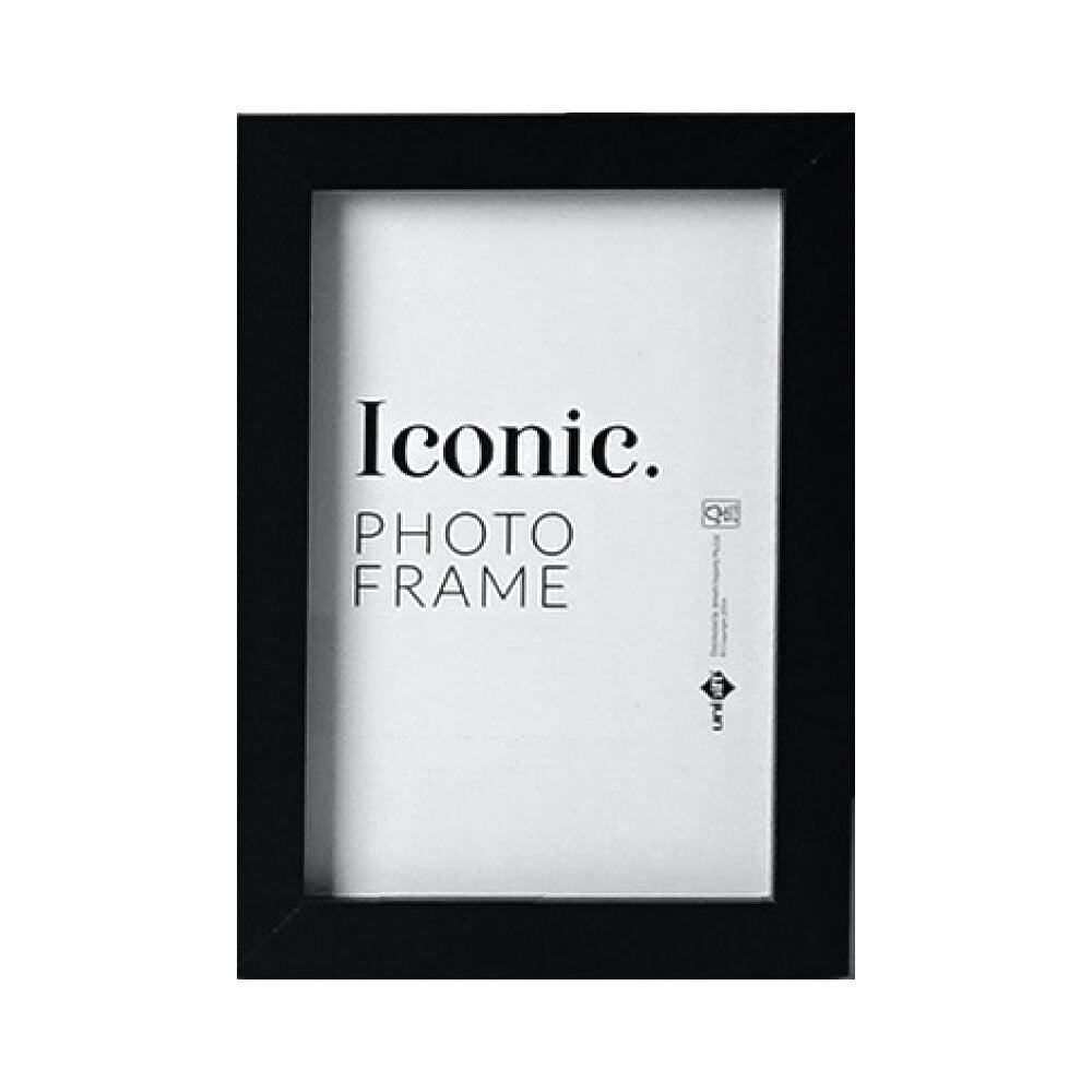 6PK Unigift A4 Iconic MDF Glass Photo Frame Photo Holder - Black