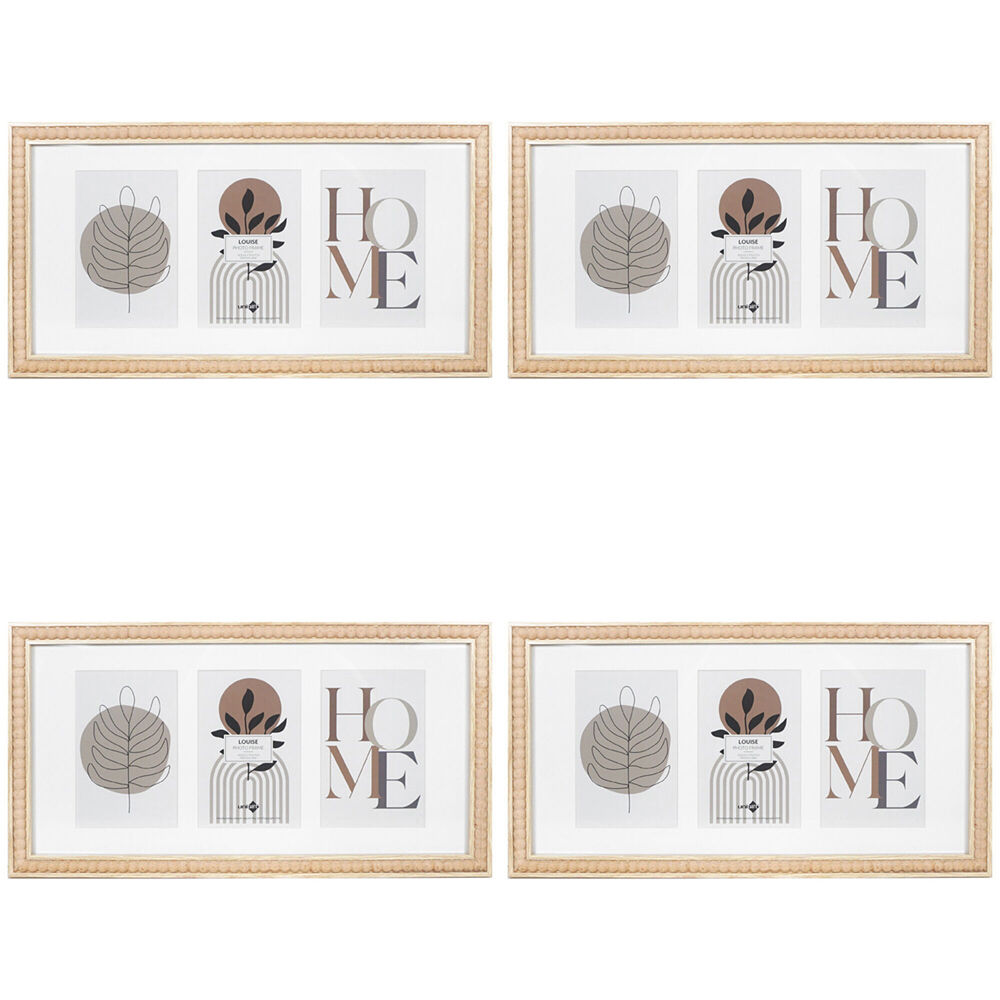 4PK Unigift Louise Collage 3-Opening Photo Frame 20x40cm - Brown