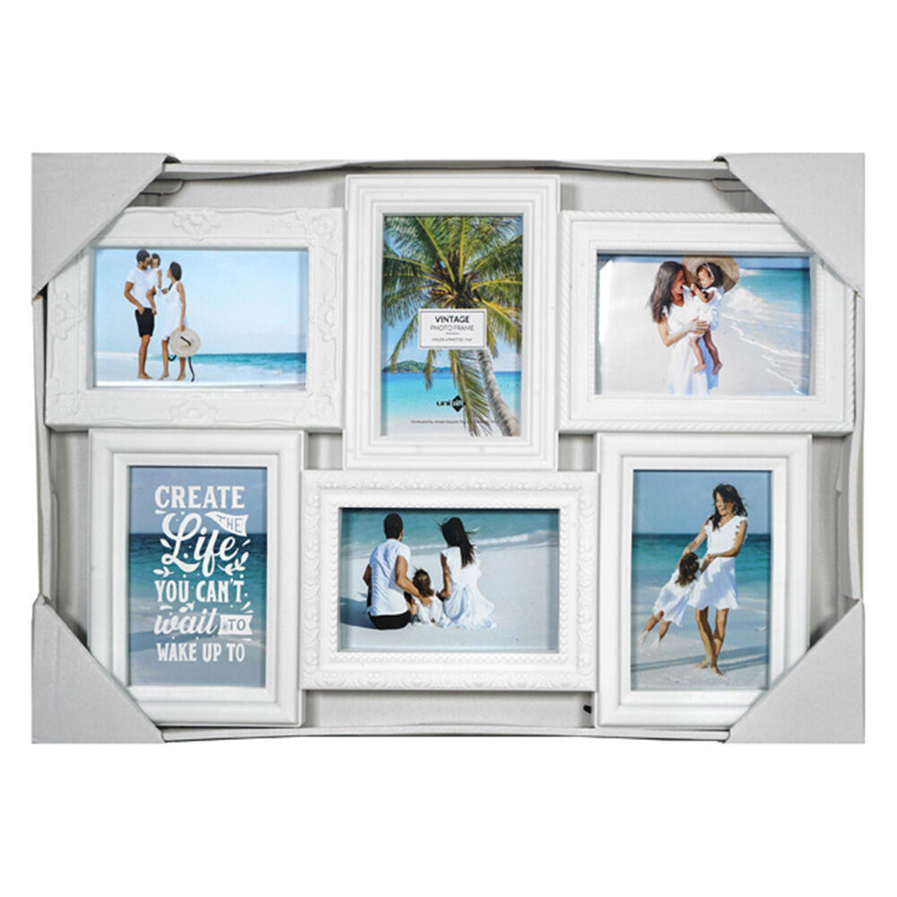4PK Unigift Vintage Collage 6-Openings Photo Frame 37x52cm - White