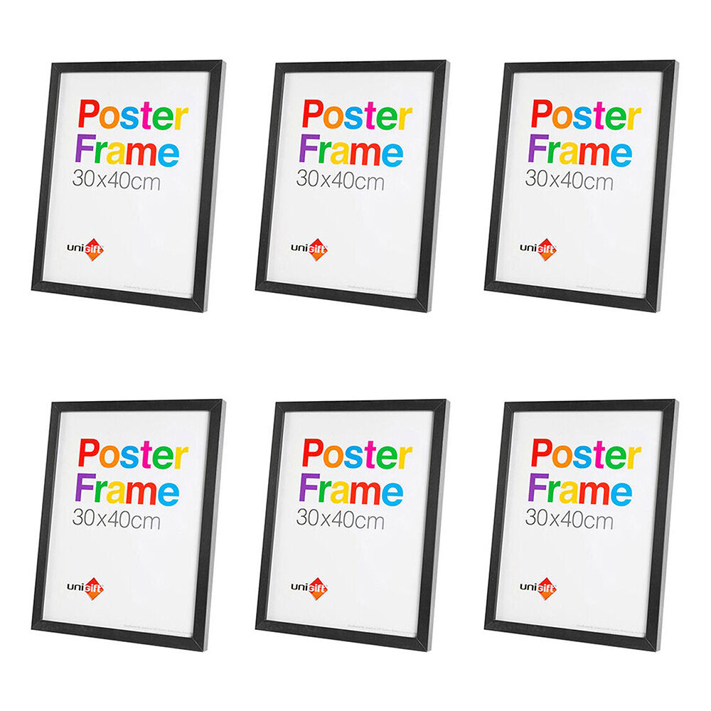 6PK Unigift Wooden/Glass Hanging Poster Picture Photo Frame 30x40cm Black