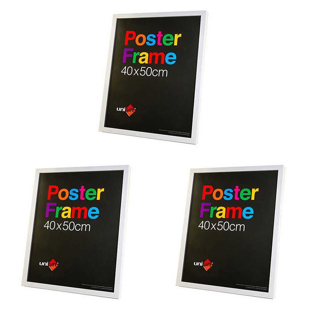 3PK Unigift Wooden/Glass Hanging Poster Picture Photo Frame 40x50cm White