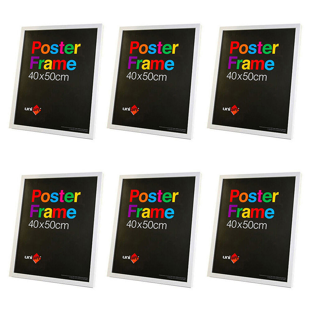 6PK Unigift Wooden/Glass Hanging Poster Picture Photo Frame 40x50cm White
