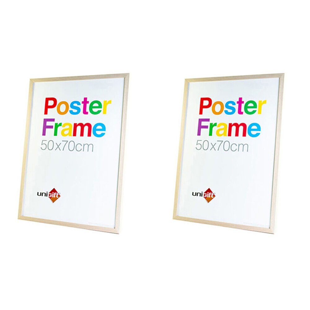 2PK Unigift Wooden/Glass Hanging Poster Picture Photo Frame 50x70cm Natural