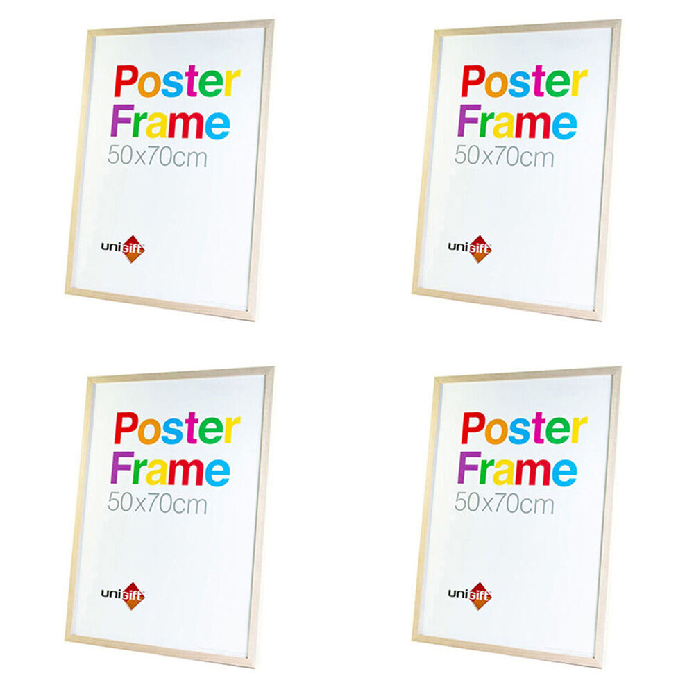 4PK Unigift Wooden/Glass Hanging Poster Picture Photo Frame 50x70cm Natural