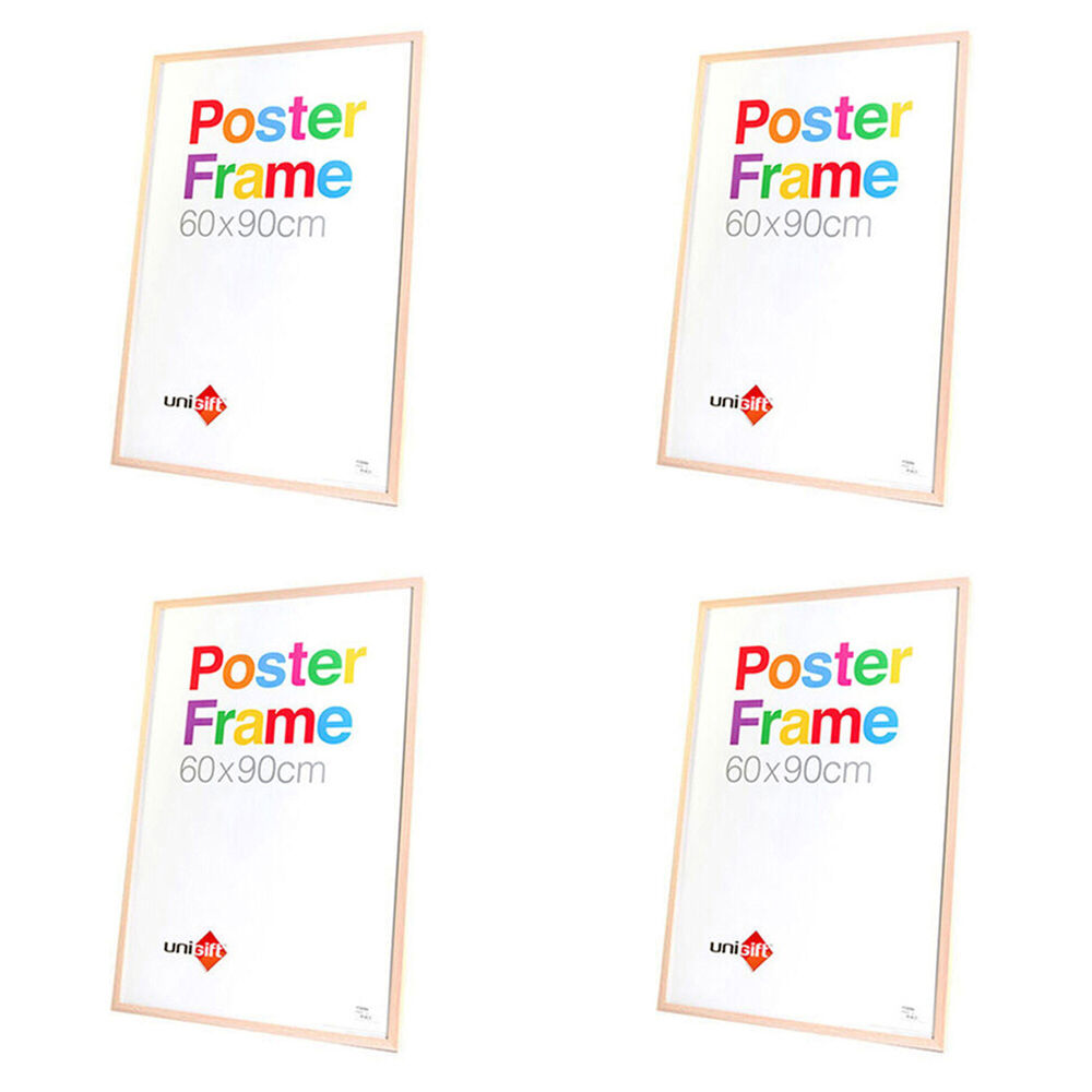4PK Unigift Wooden/Glass Hanging Poster Picture Photo Frame 60x90cm Natural