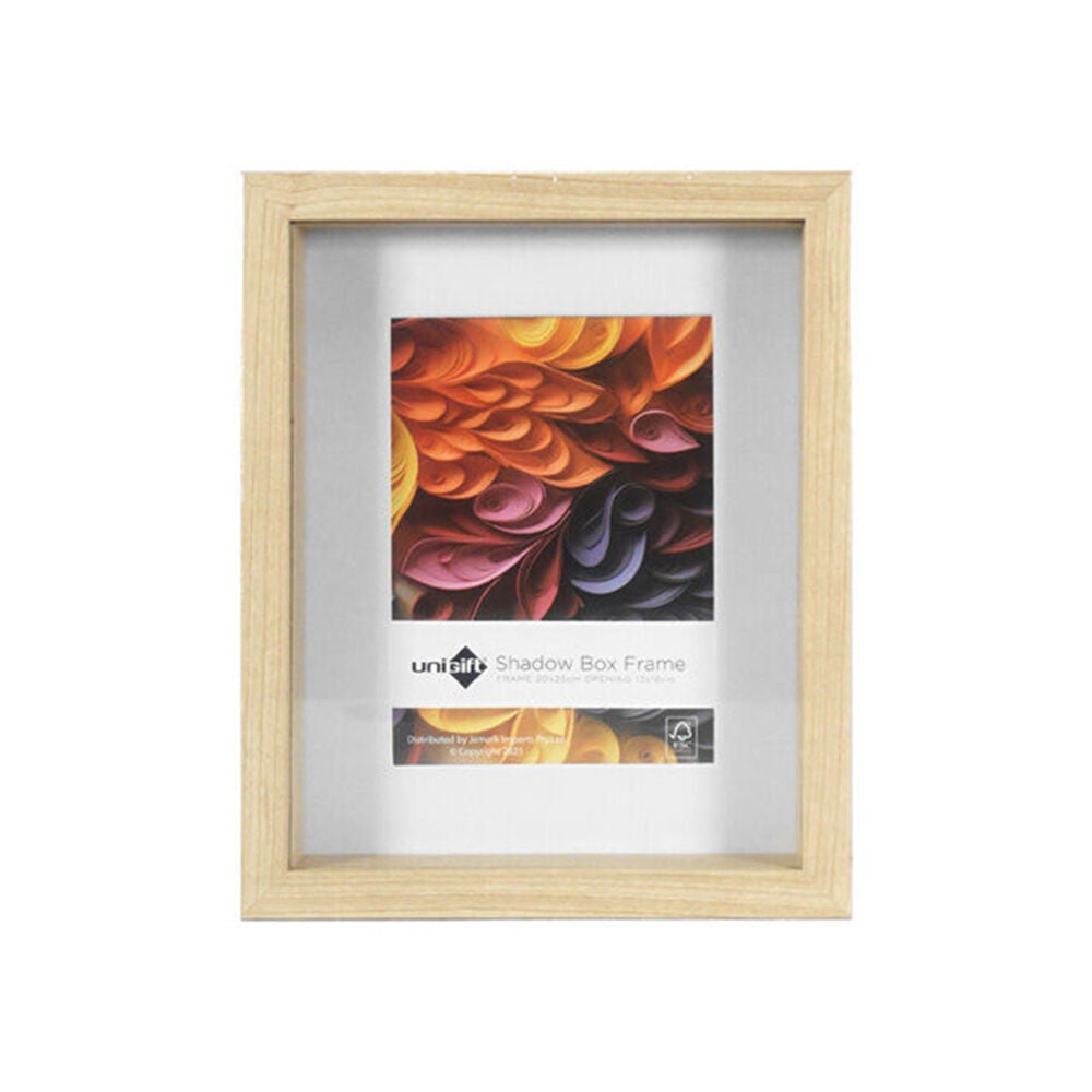6PK Unigift Shadow Box Wooden/Glass Picture Photo Frame 20x25cm/13x18cm Natural