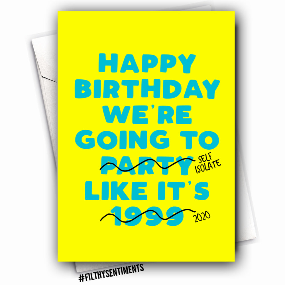 6PK Filthy Sentiments A5 Party Like It's 1999 Blank Greeting Card w/ Envelope