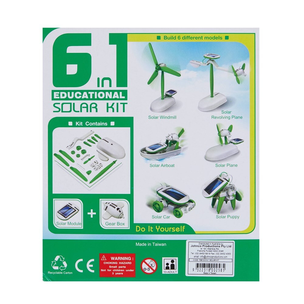 Johnco 6 in 1 Solar Kit Kids/Toddler Activity Toy 10y+