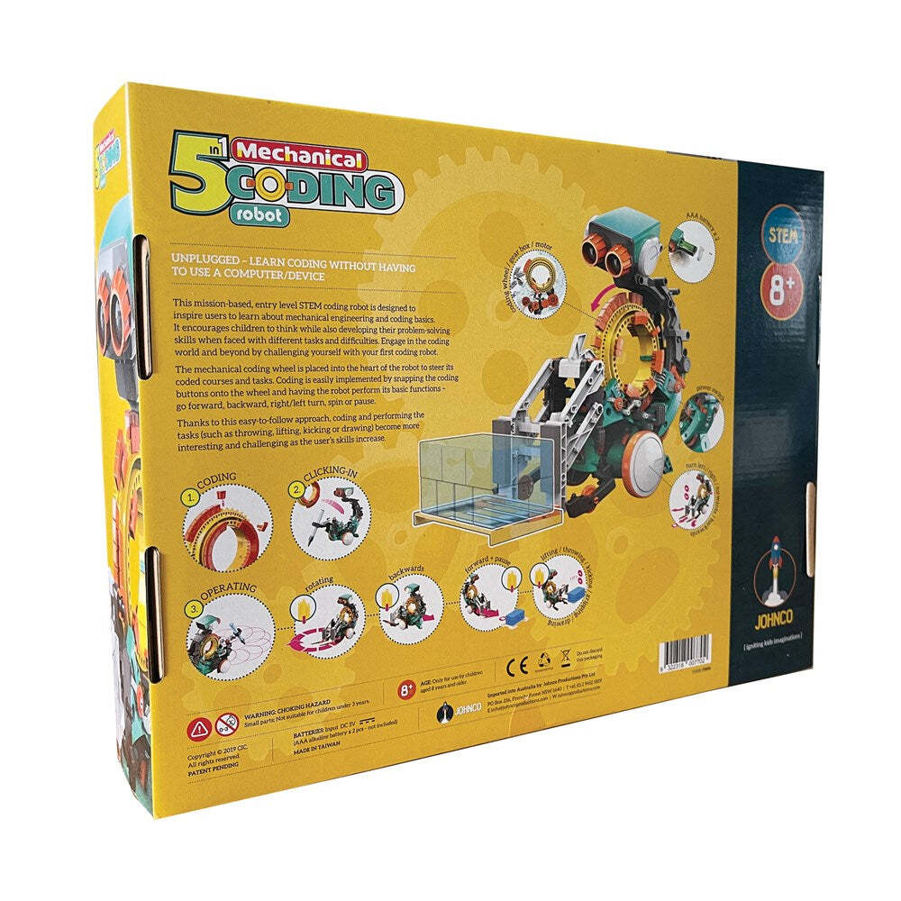 Johnco 5-in-1 Mechanical Coding Robot Kids Learning Toy 8y+