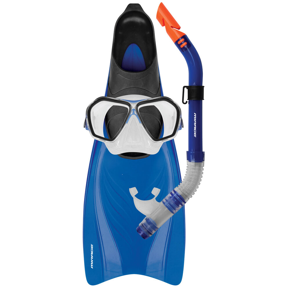 4pc Mirage Bali Silicone Snorkelling Mask/Snorkel/Fins Set M/L Blue