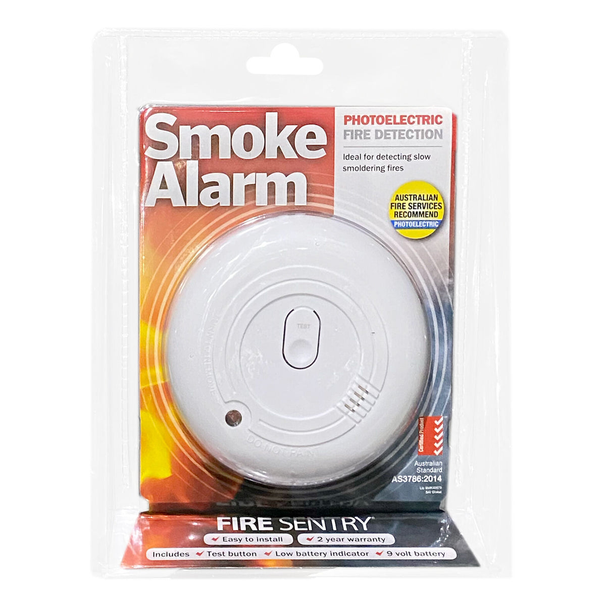 2PK Family First Fire Sentry Photoelectric Smoke Alarm 9V Bedroom Living Room