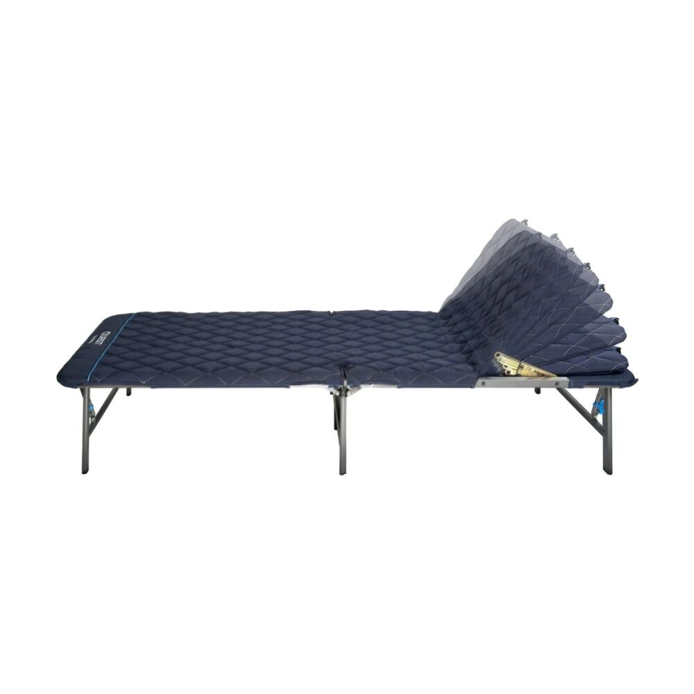 Quest Outdoors Flat Fold Camping Bed Tilt Back Reclining Head Steel Frame 2x0.8m