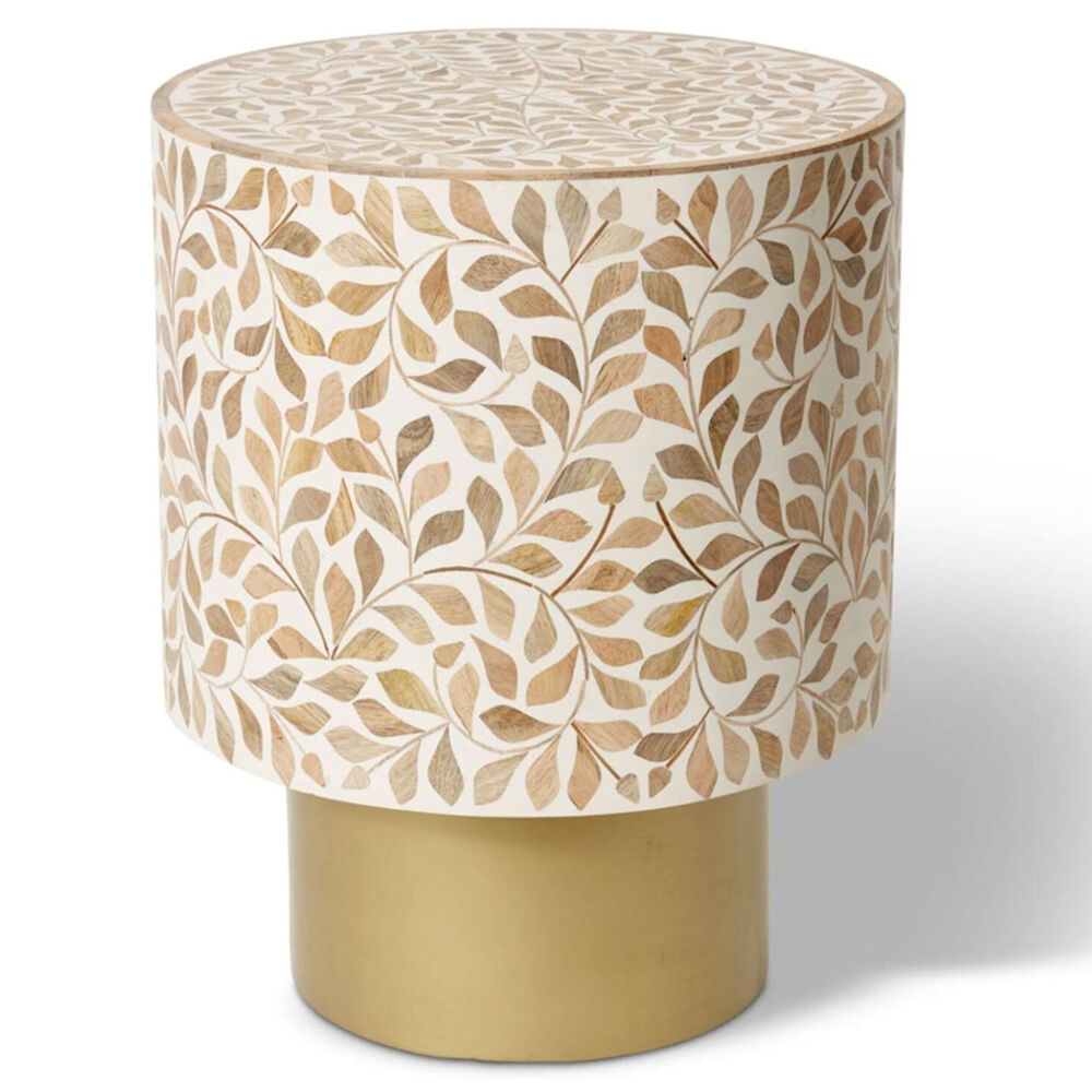 E Style Kartik Metal/Wood Side Table 38x45cm - Natural