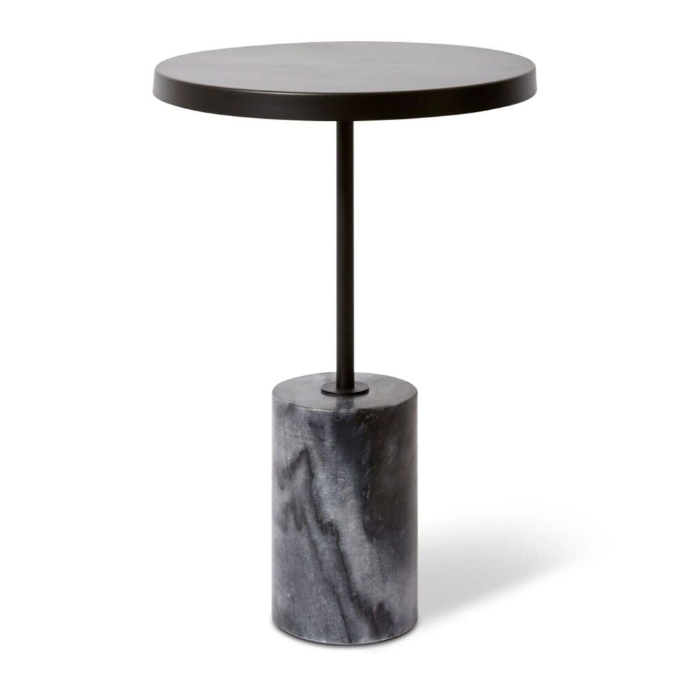 E Style Kush Iron/Marble Side Table 40x56cm - Black/Grey